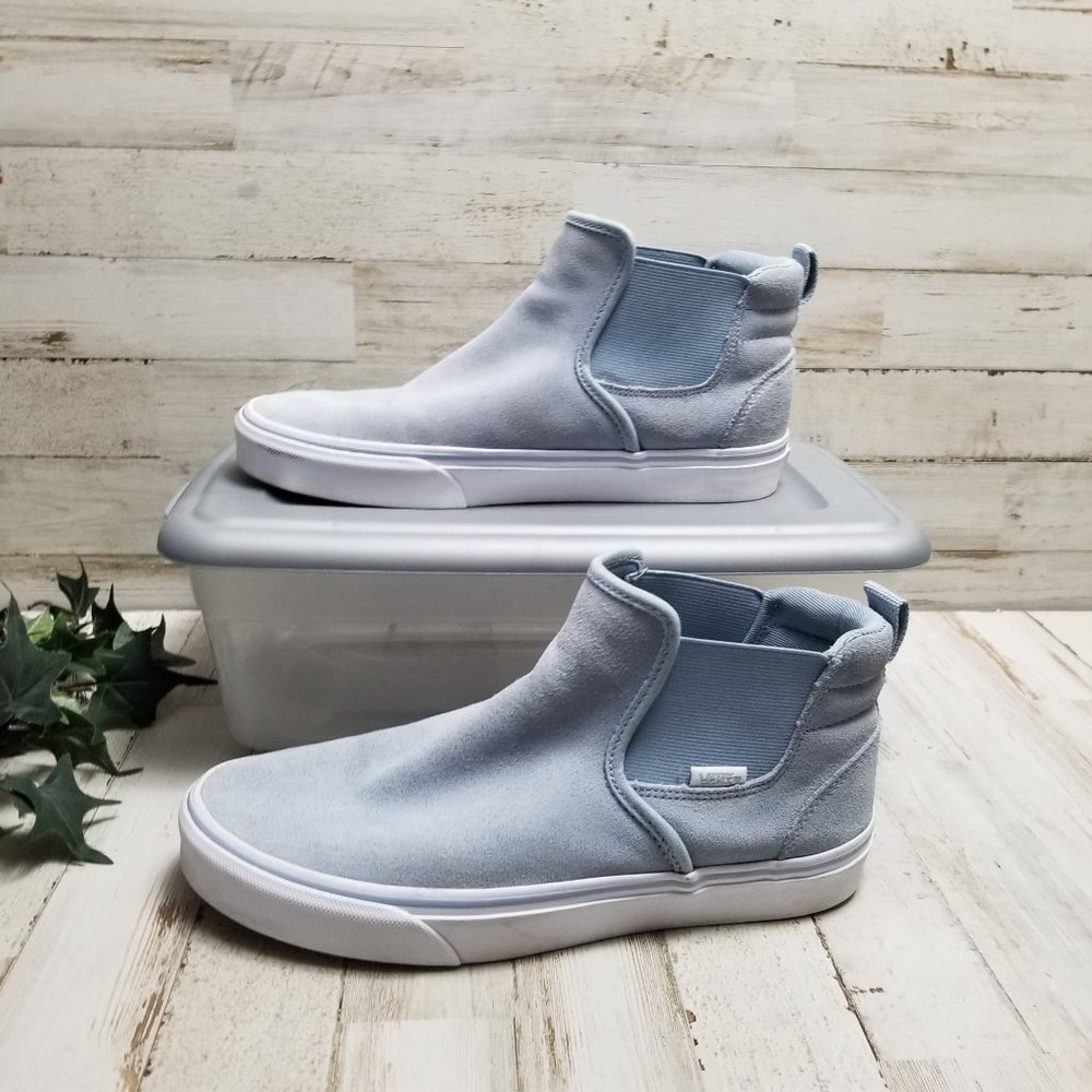 Womens Light Blue High Top Slip On Suede Vans Size 8.5